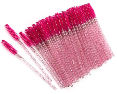 ESCOVINHA DE CÍLIOS ROSA PINK GLITTER (50 UNIDADES)