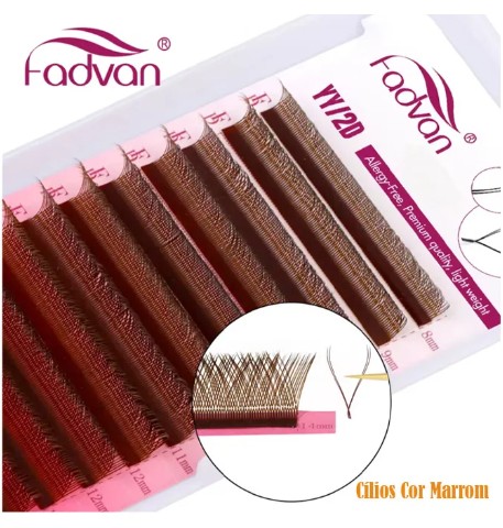 CÍLIOS FADVAN YY MARROM VOLUME BRASILEIRO 0.07D MIX 8-14mm