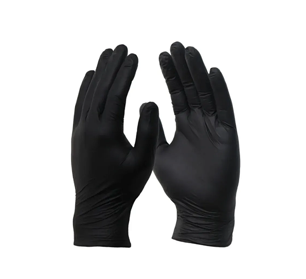 LUVA PRETA NITRÍLICA HIPOALERGÊNICA SEM PÓ (M) 1 PAR