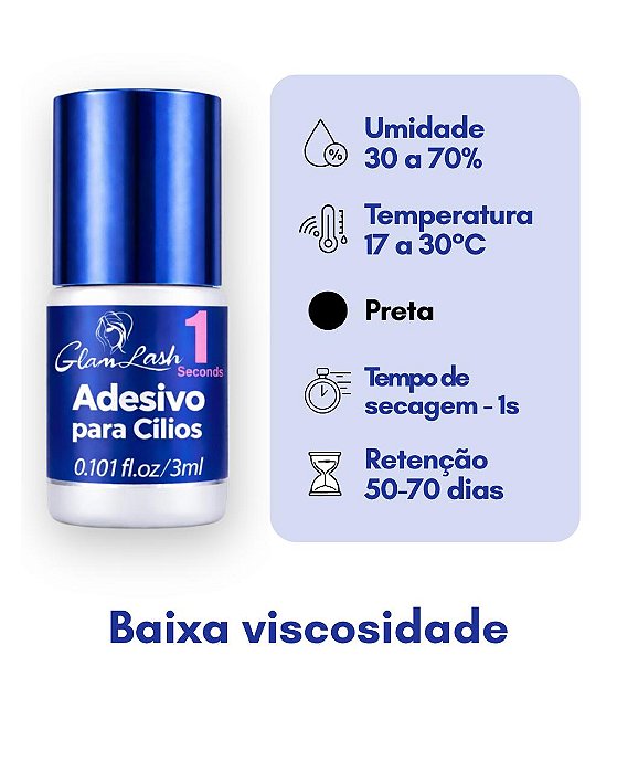 ADESIVO GLAM LASH 1.0 AZUL 3ML