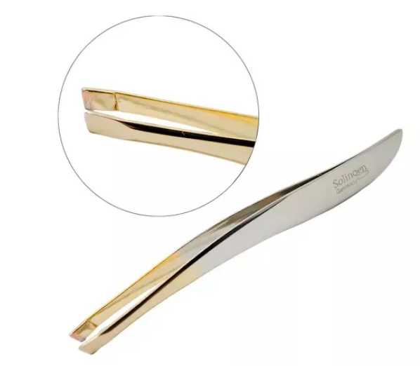 PINÇA GOLD CHANFRADA FORMATO FOLHA