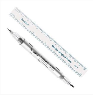 CANETA CIRÚRGICA DE MARCAÇÃO PERMANENTE + RÉGUA MEDIÇÃO
