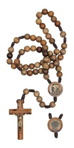 Terço São Padre Pio de madeira imbuia 10mm