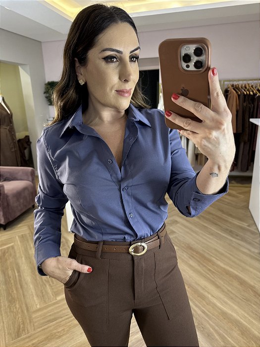 Camisa tricoline acinturada Joseane