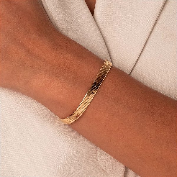 Pulseira fita lisa dourado
