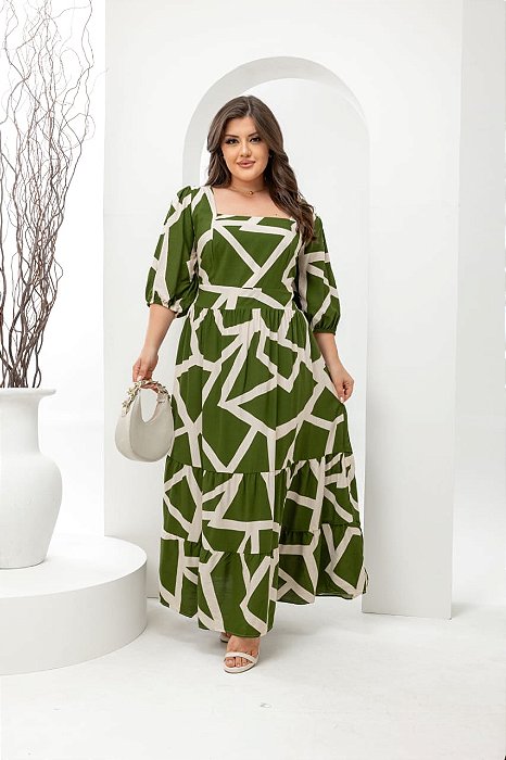 Vestido viscolinho estampada Adriane
