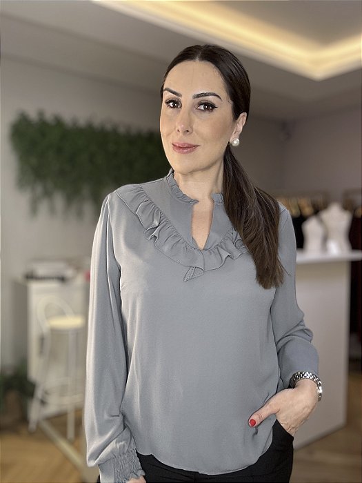 Blusa de crepe manga longa Bianca
