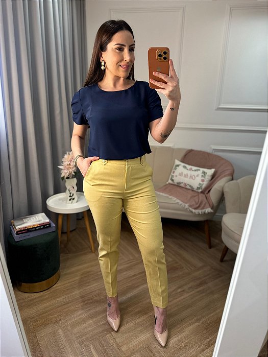 Blusa crepe manga curta Roberta