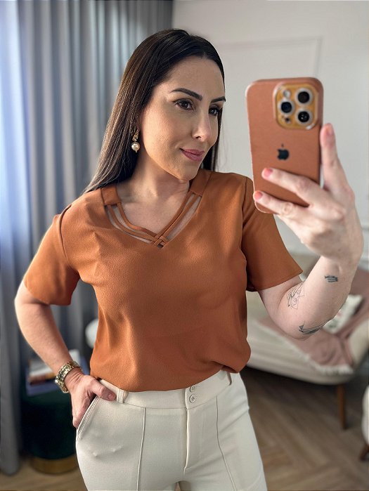 Blusa crepe manga curta Nala