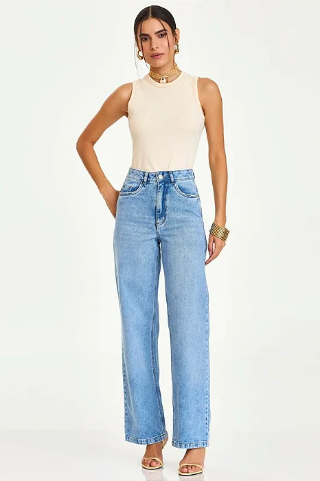 Calça jeans reta alta Jade
