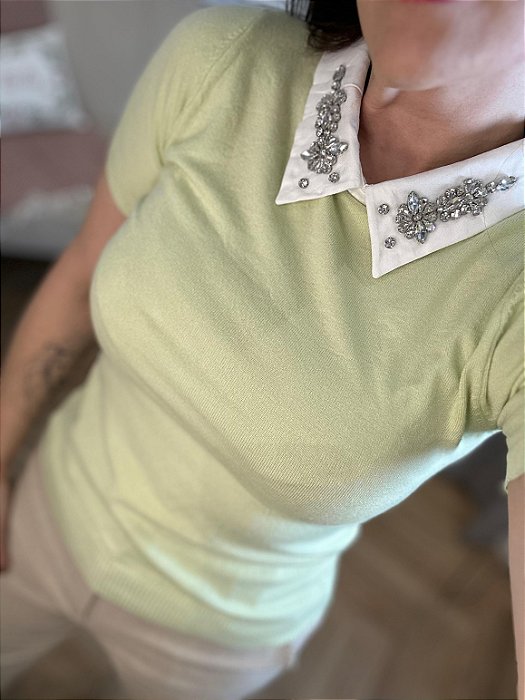 Blusa modal gola strass