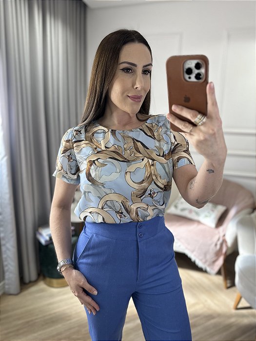 Blusa crepe manga curta Livia
