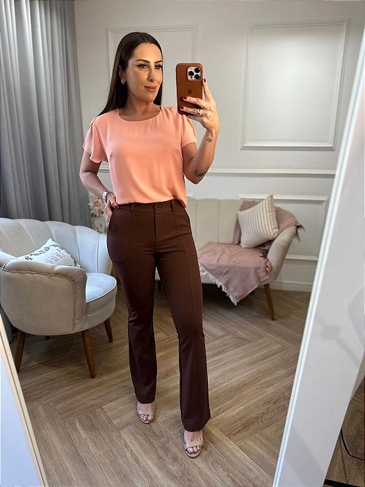 Blusa crepe manga transpassada
