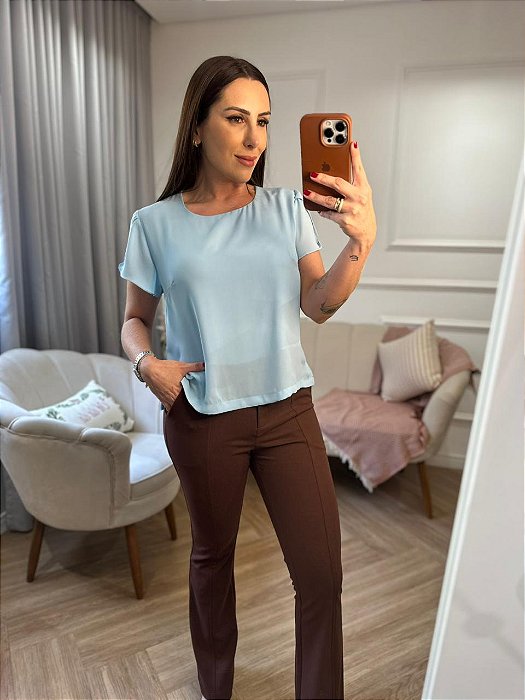 Blusa crepe manga transpassada