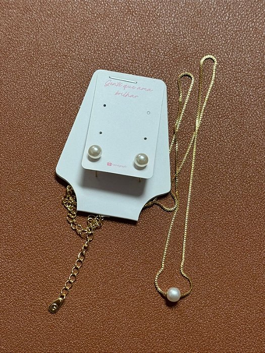 Conjunto pérola dourado