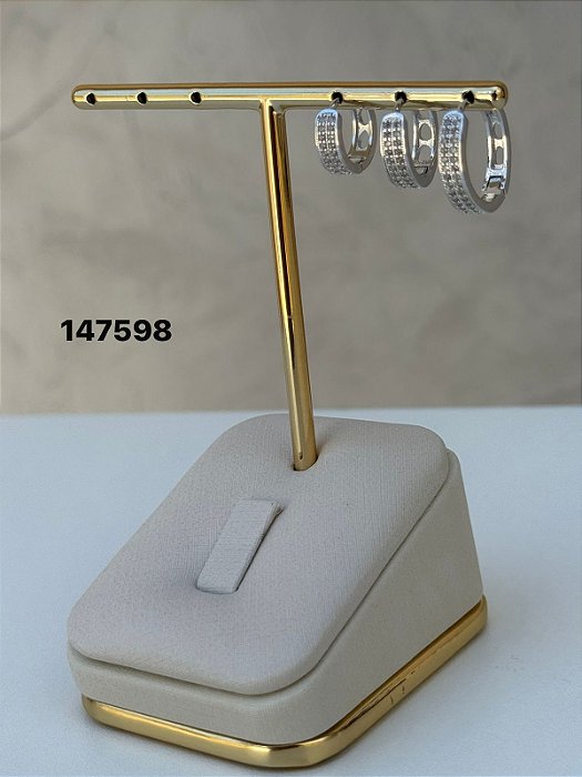 Brinco argola micro zircônia branco M