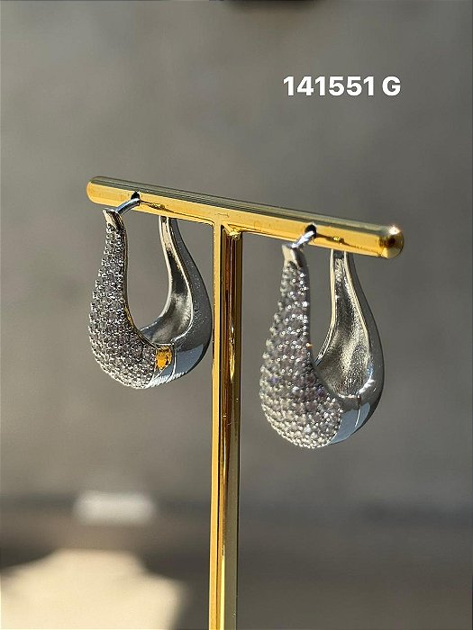 Brinco argola micro zircônia branco G