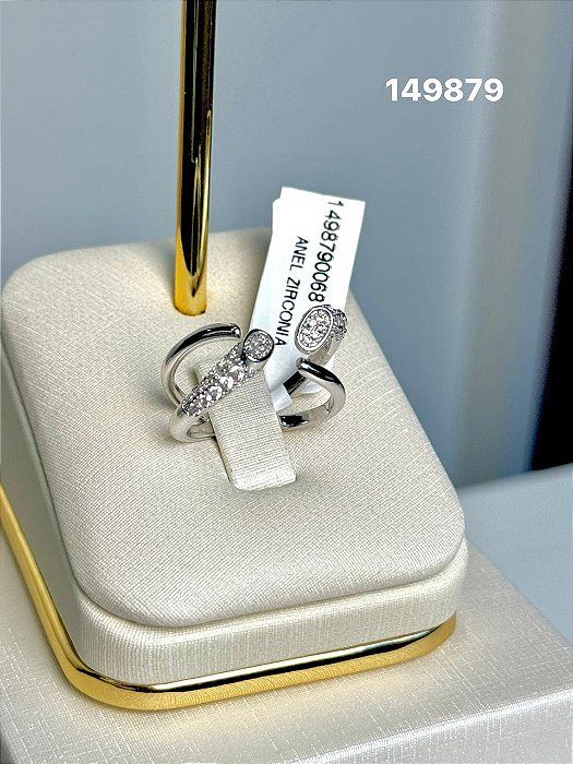 Anel micro zircônia branco regulável