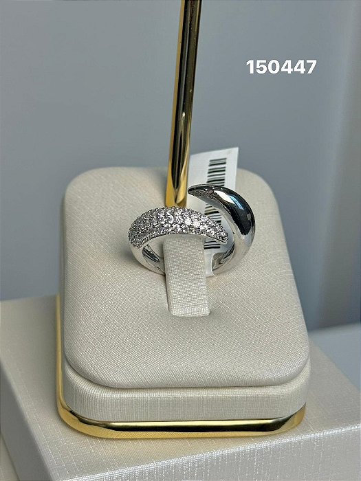 Anel micro zircônia branco regulável