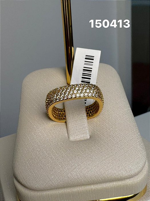 Anel aparador micro zircônia dourado