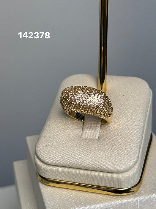 Anel micro zircônia dourado 18