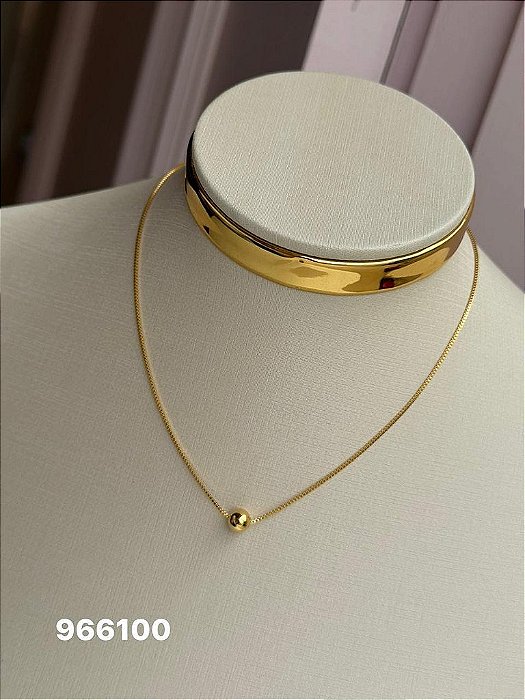 Chocker bola lisa dourado