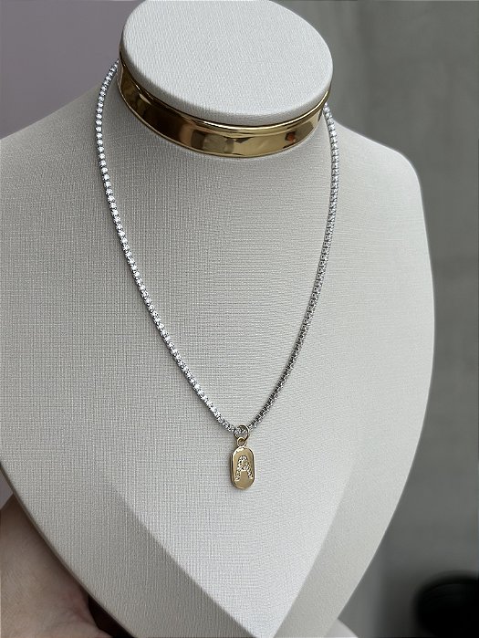 Choker rivera letra A bicolor