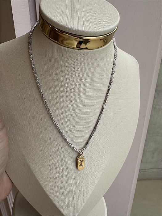 Choker rivera letra I bicolor