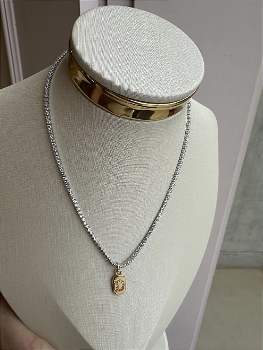 Choker rivera letra D bicolor