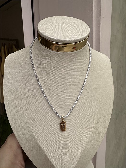 Choker rivera letra T bicolor