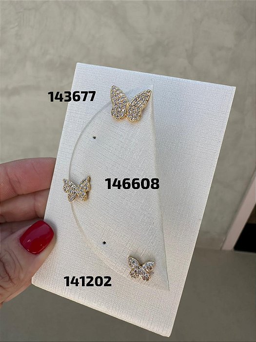 Brinco borboleta micro zircônia dourado P