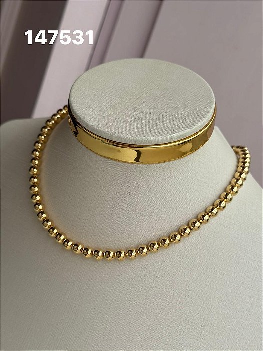Chocker bolas lisas dourado