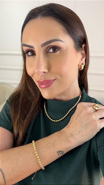 Chocker bolas lisas dourado