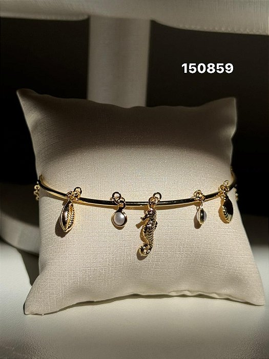 Pulseira mar pérola dourado
