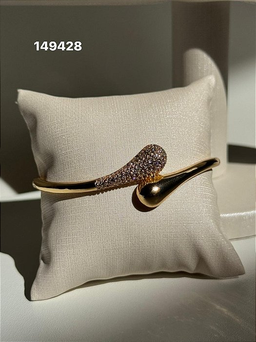 Bracelete micro zircônia dourado