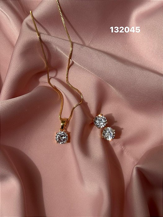 Conjunto ponto de luz cristal dourado