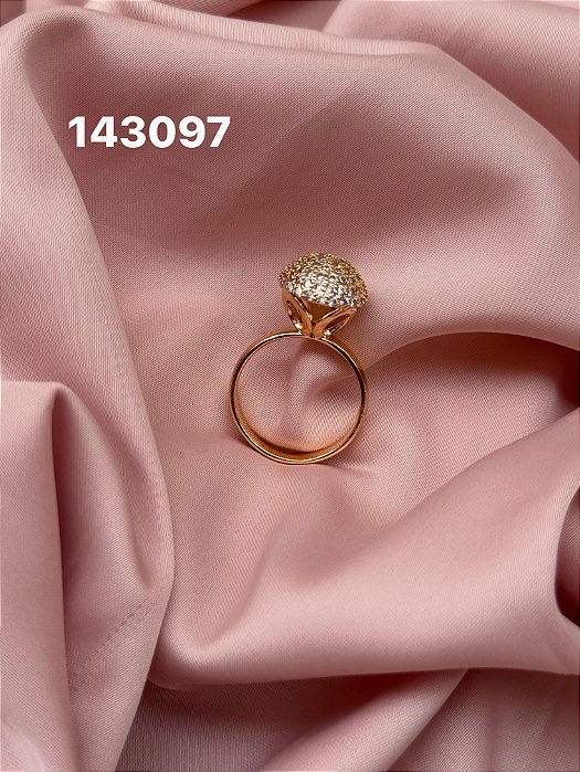 Anel bola micro zircônia dourado 18