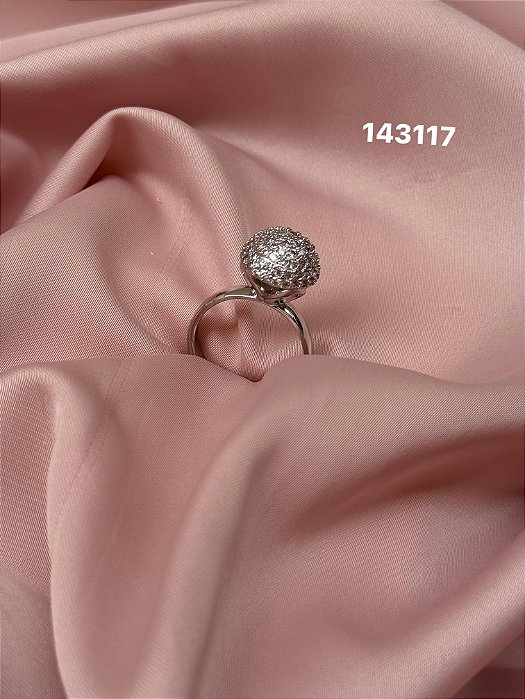 Anel bola micro zircônia branco 18