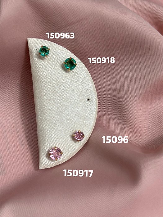 Brinco ponto de luz dourado rosa quartzo