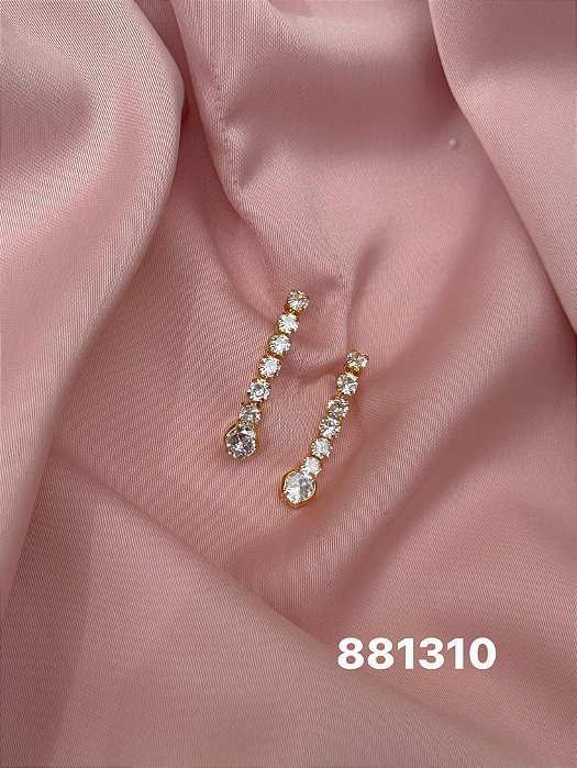 Brinco cristais dourado