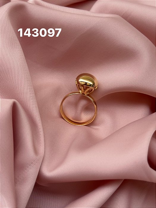Anel bola dourado liso 18