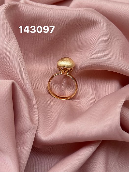 Anel bola dourado fosco 18