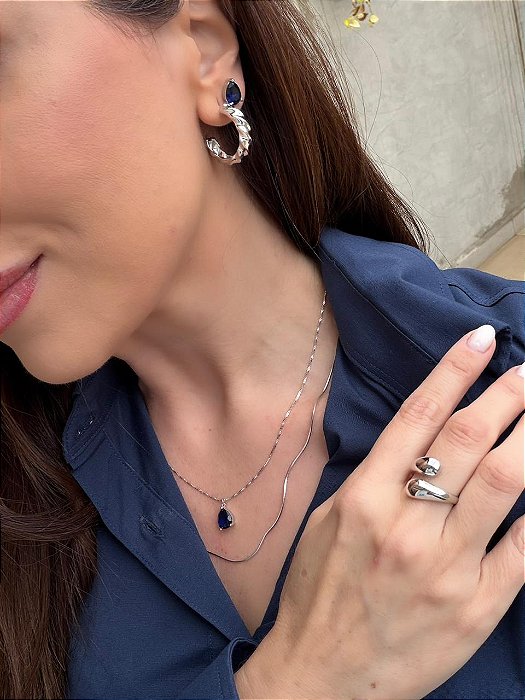 Conjunto gota safira branco