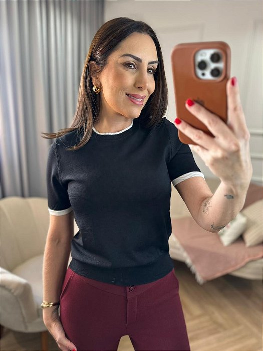 Blusa modal manga curta Sara
