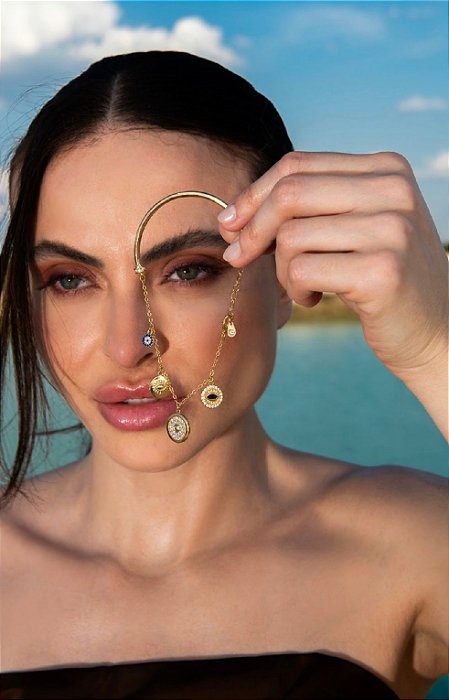 Pulseira olho grego micro zircônia dourado