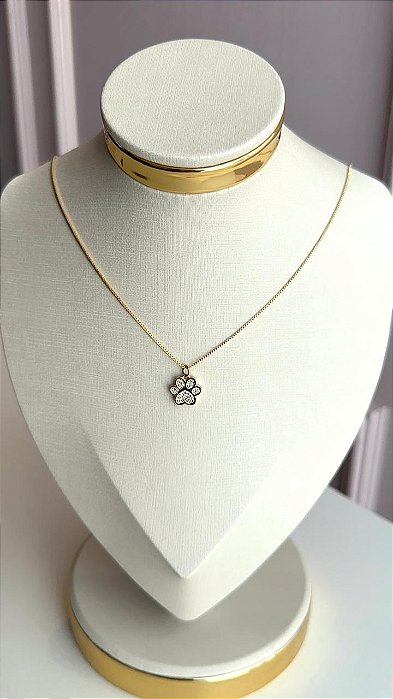 Colar pata pet dourada