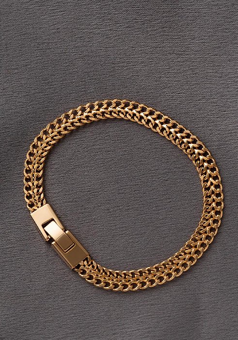 Pulseira elos lisos dourado