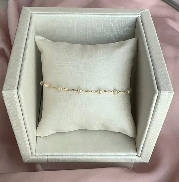 Pulseira pérolas dourado