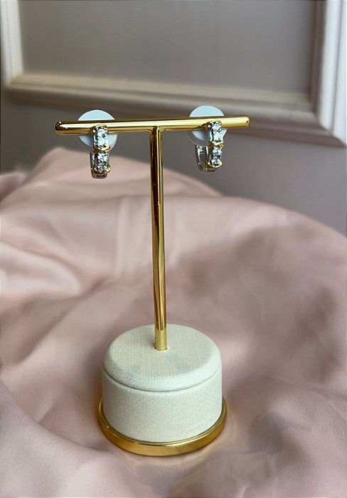 Brinco argola x cristais bicolor