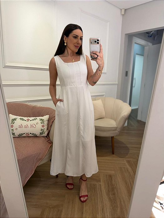 Vestido midi cavado Lídia